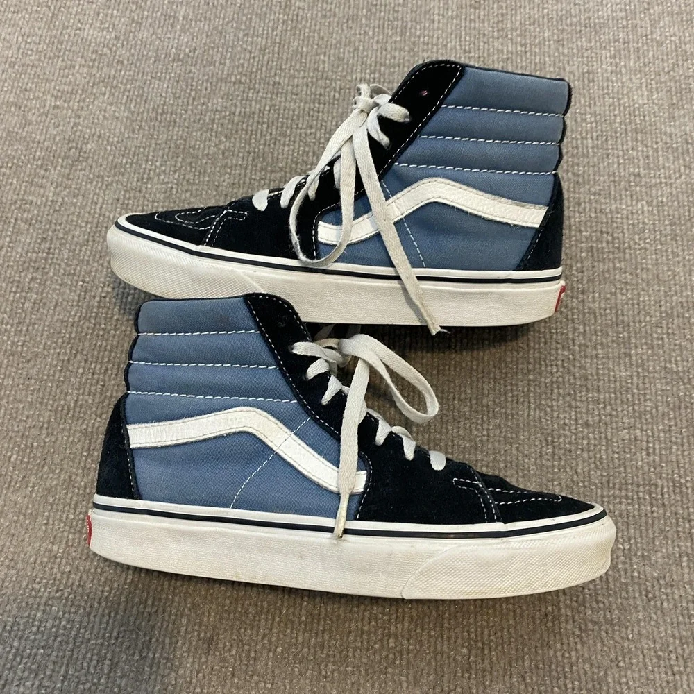 Vans Sk8-Hi Shoes Mens Size 6 Blue Suede‎ High Top Skate Sneakers Athletic